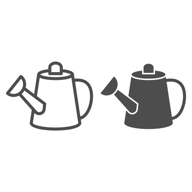 浇水罐线和字形图标容器图片下载