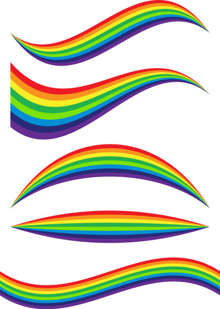 彩虹元素孤立在白色扭曲图片下载