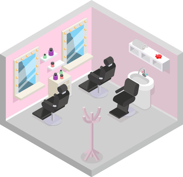 理发店等距洗发沙龙理发室图片下载