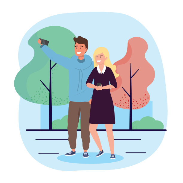 男人和女人夫妇与智能手机通信图片下载