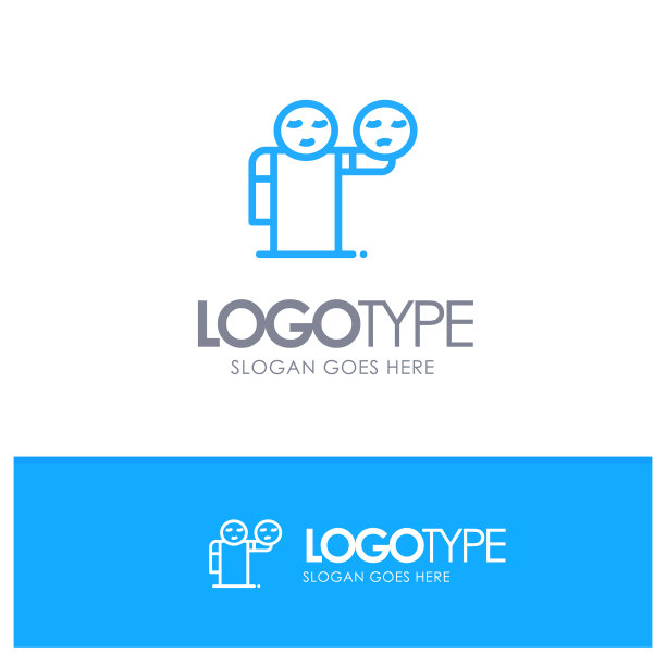 男人的手表情保健蓝色轮廓标志与图片下载