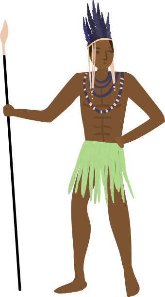 强壮的非洲土著战士，长着羽毛图片下载