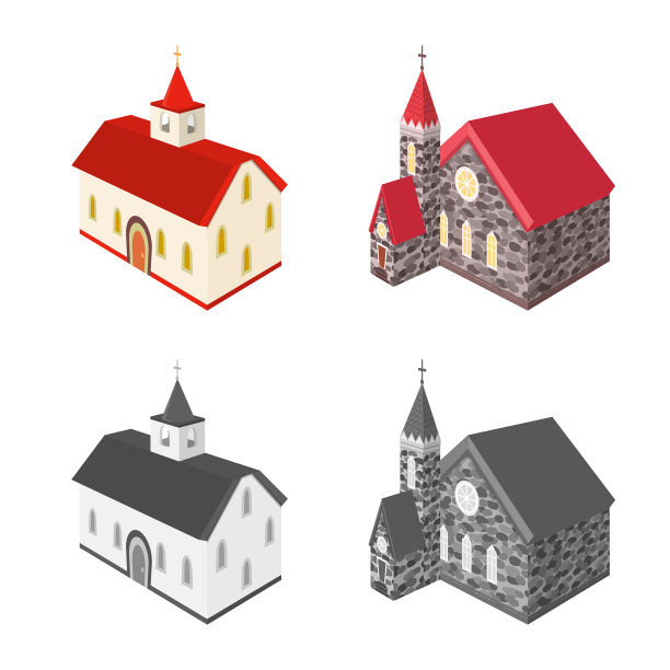 设计寺庙和历史标志集图片下载