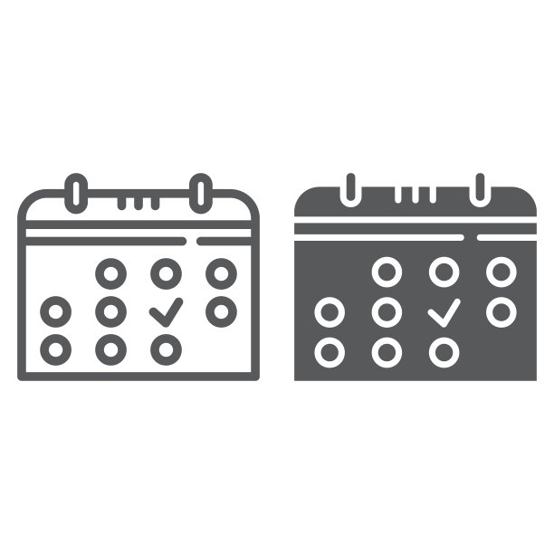 月份日期线性字形日历图标图片下载