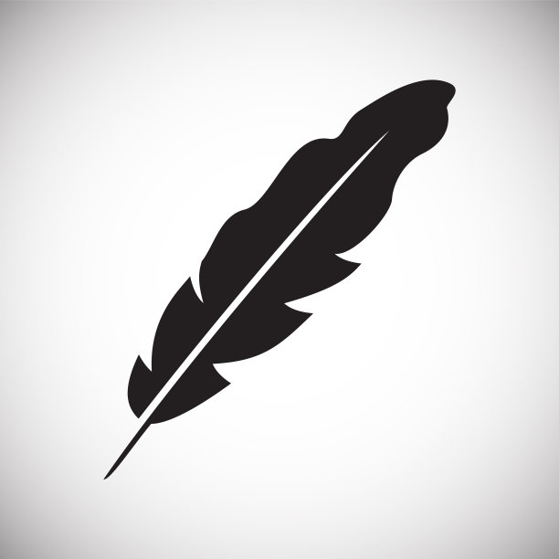 羽毛图标设置在白色背景的图形图片下载