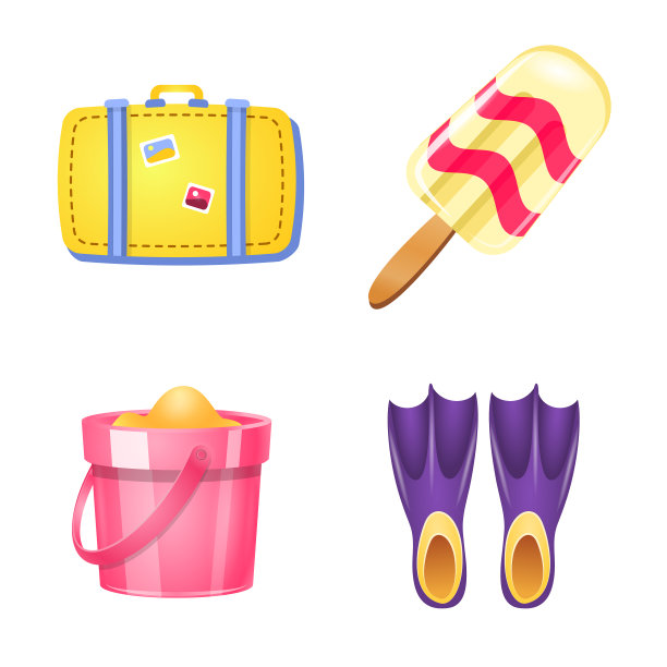 孤立的物体设备和游泳图标图片下载