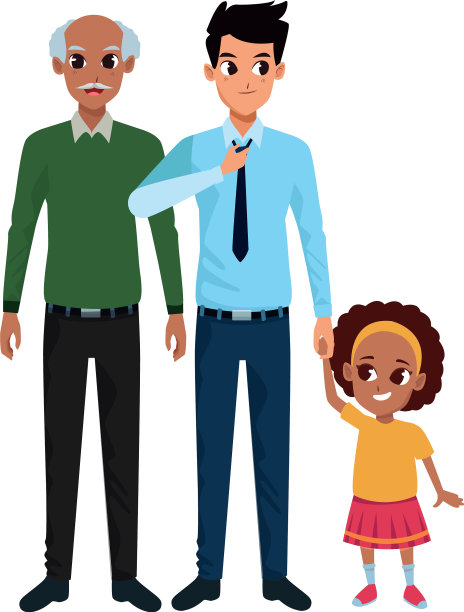 家族的父亲和祖父都留着非洲式发型图片下载