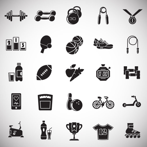 健康生活图标设置为白色背景图片下载