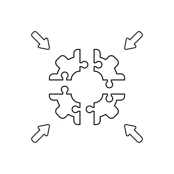 图标概念四部分拼图齿轮图片下载