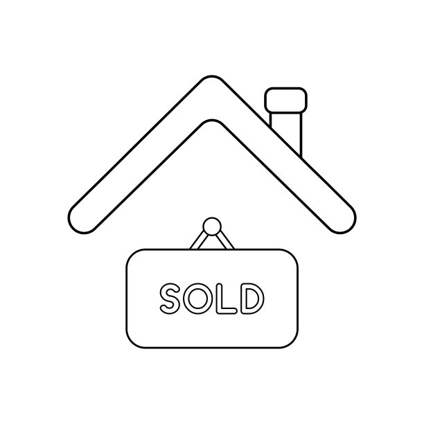 图标概念出售悬挂在屋顶下的标志图片下载