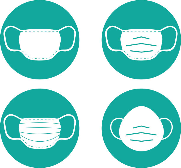 医用口罩图标设置矢量插图图片下载