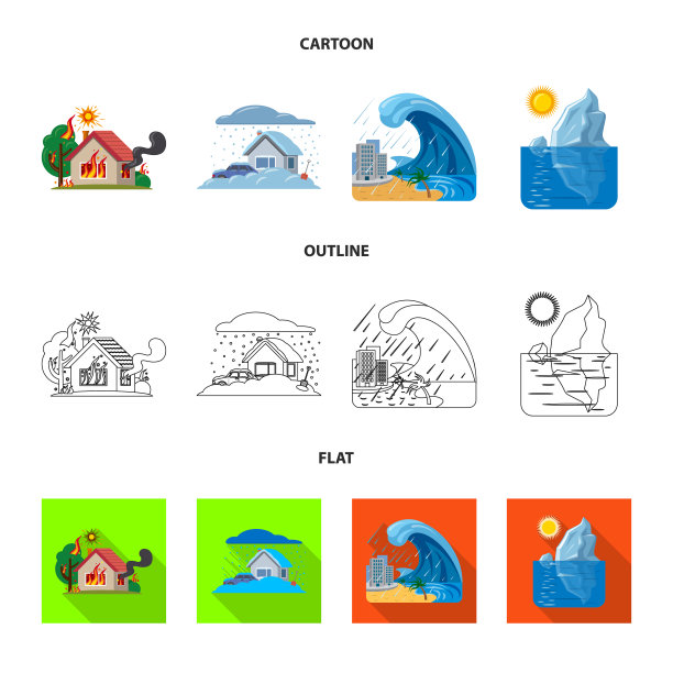 设计自然灾害图标集图片下载