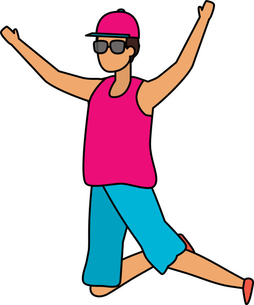 快乐的男人举起手臂庆祝图片下载