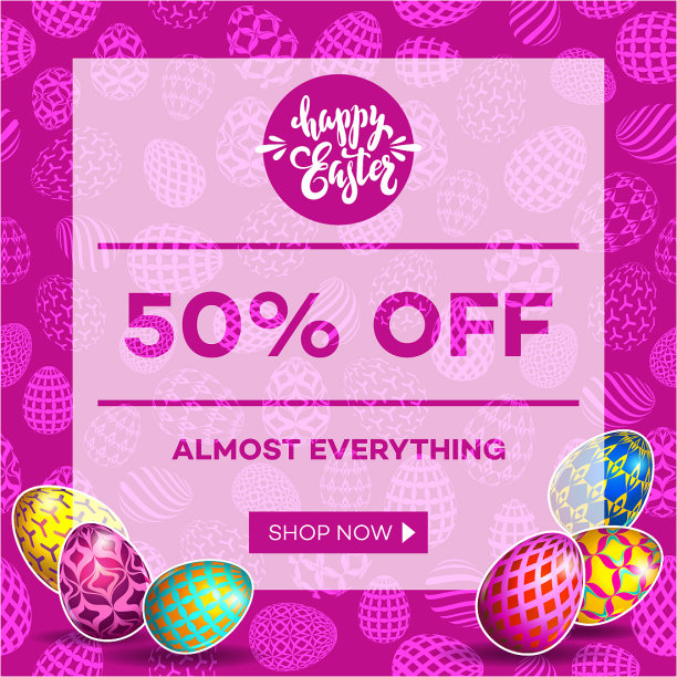复活节彩蛋销售横幅背景模板16图片下载