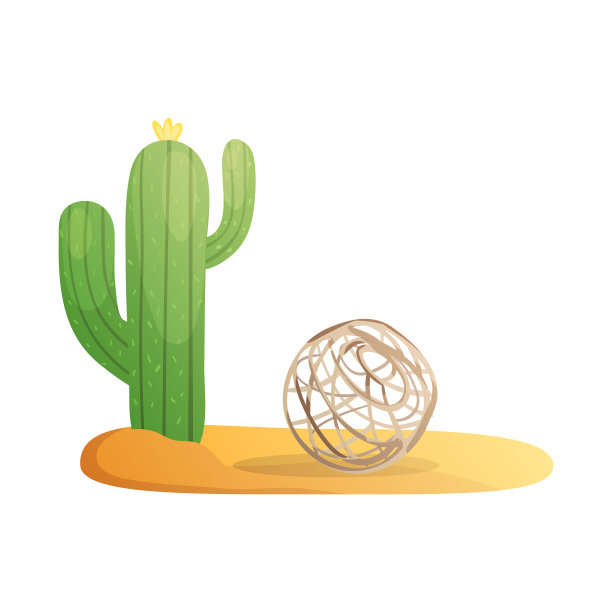 设计风滚草和仙人掌标志套装图片下载