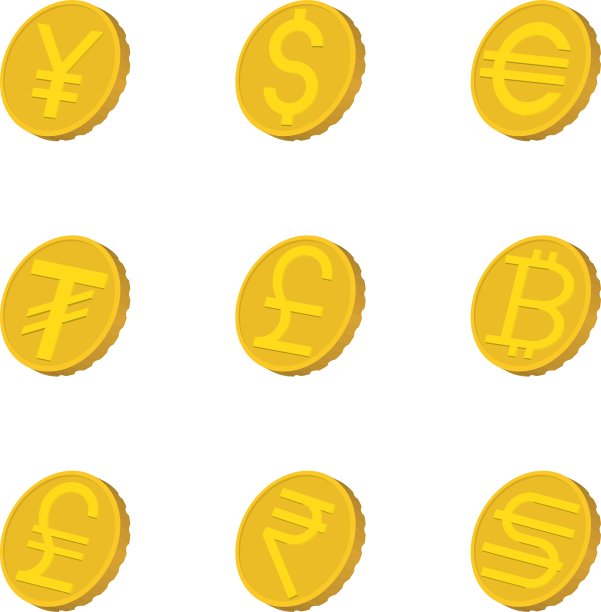 卡通风格货币图标集图片下载