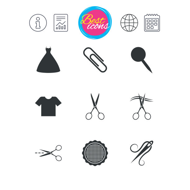 裁缝缝纫和刺绣图标剪刀图片下载