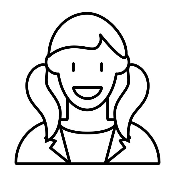 女孩与两个尾巴头像细线图标微笑图片下载