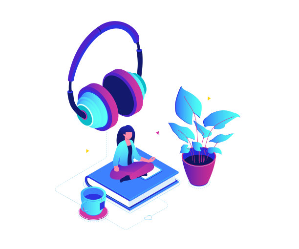 听音乐——现代色彩等距图片下载