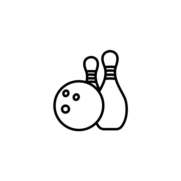 网页线条图标保龄球和球瓶图片下载