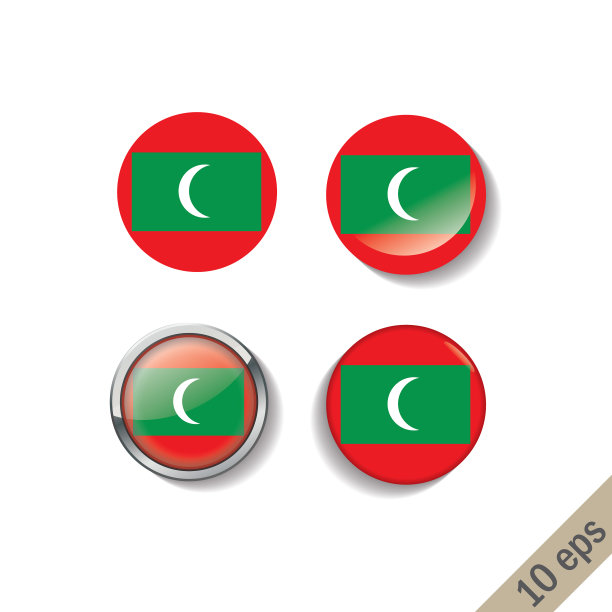 在徽章周围设置马尔代夫国旗图片下载