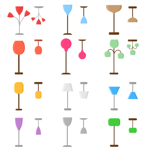 设置不同的灯和落地灯平面图标图片下载