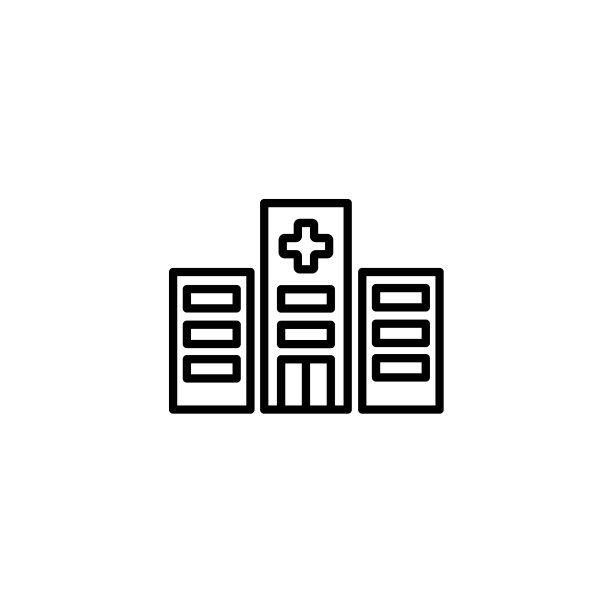 白色背景上的黑色医院线条图标图片下载