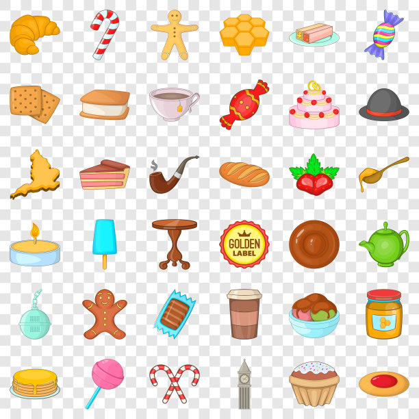 甜点图标设置卡通风格图片下载