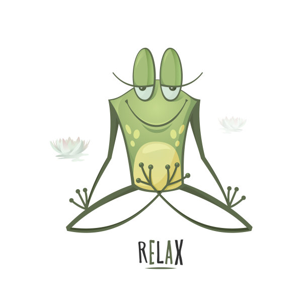 有趣的青蛙做瑜伽水疗放松图片下载