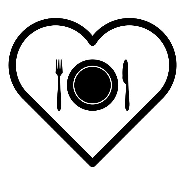 餐具和心脏图片下载