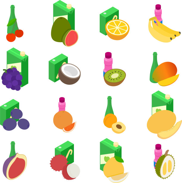 果汁图标设置等距样式图片下载