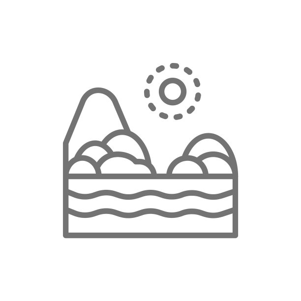 沙滩与海洋巴西景观线图标图片下载