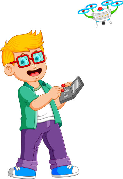 戴眼镜的男孩在玩无人机图片下载