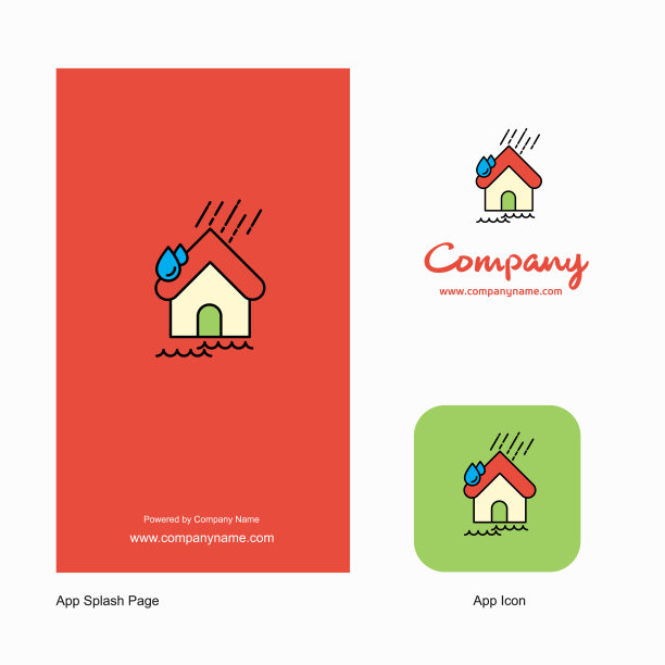 下雨的公司标志应用程序图标和splash页面图片下载