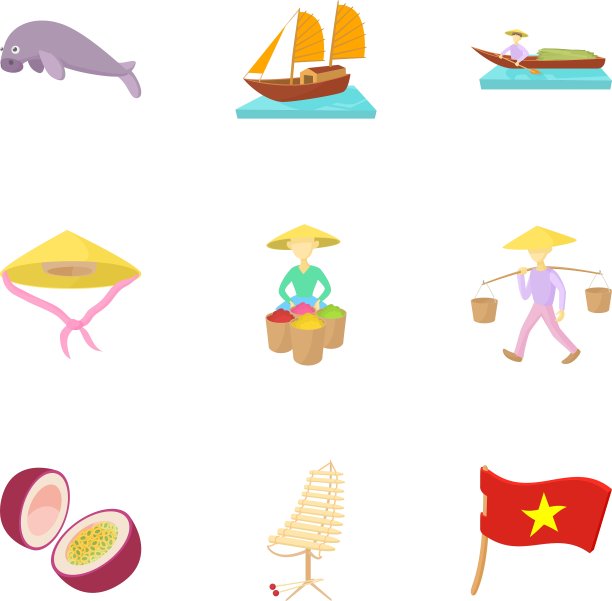 假日越南图标设置卡通风格图片下载