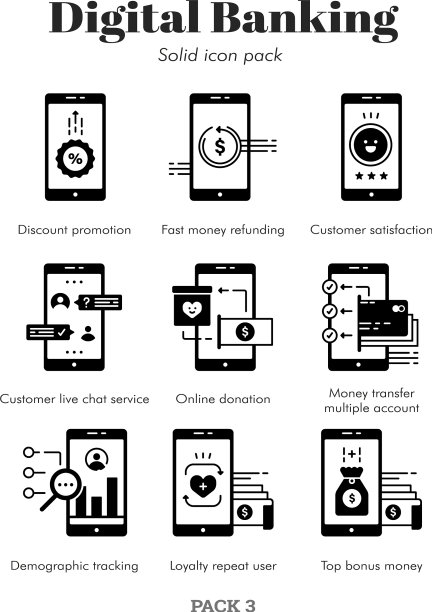 数字银行图标固体包图片下载