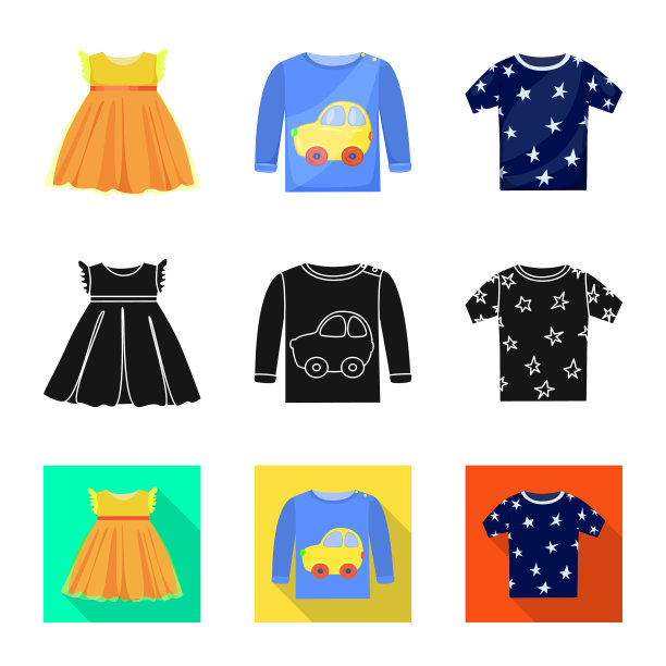 设计时装及服装标志套装图片下载