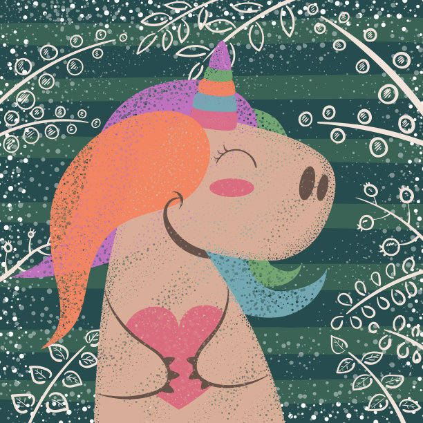 魔法森林里可爱的独角兽图片下载