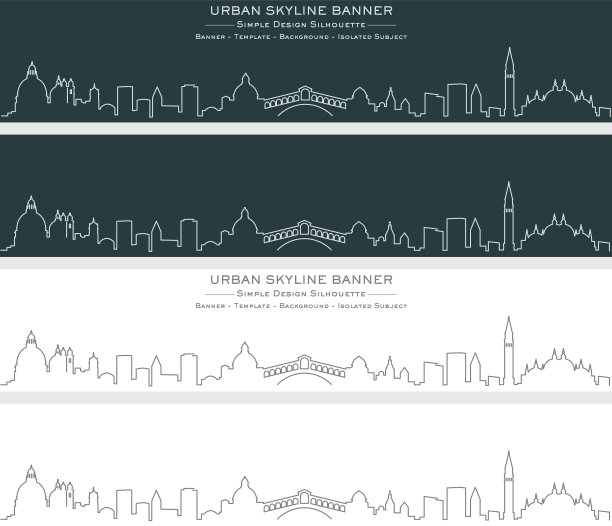 威尼斯单线天际线横幅图片下载