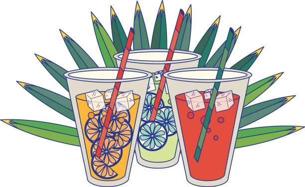 夏日卡通饮料和鸡尾酒图片下载