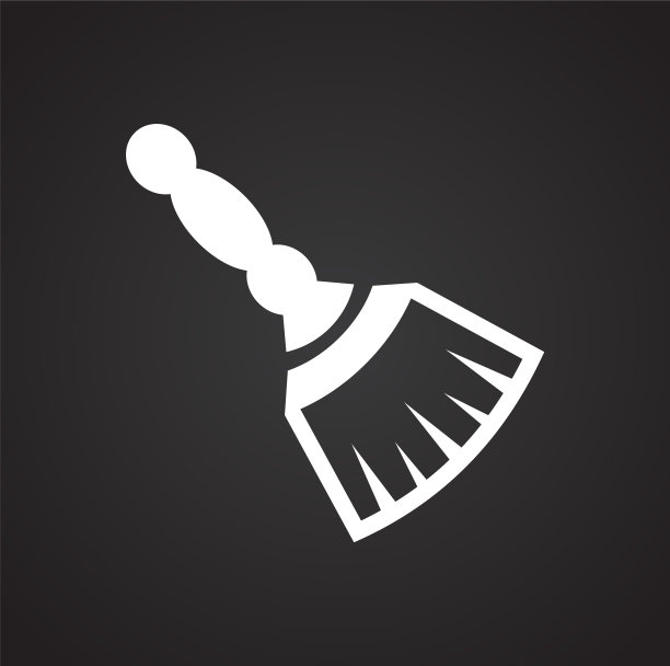 清扫扫帚图标上的黑色背景为图片下载