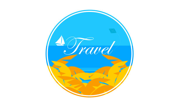 扁平的复古旅行标签背景标志图片下载