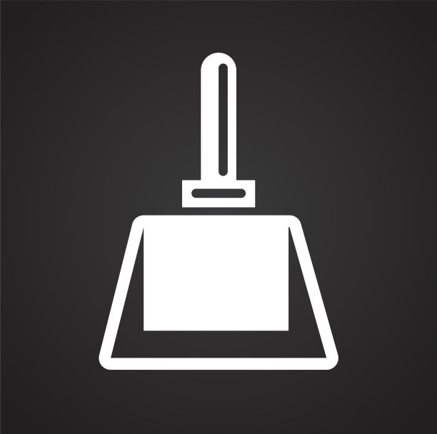 厕所刷图标上的黑色背景图形图片下载