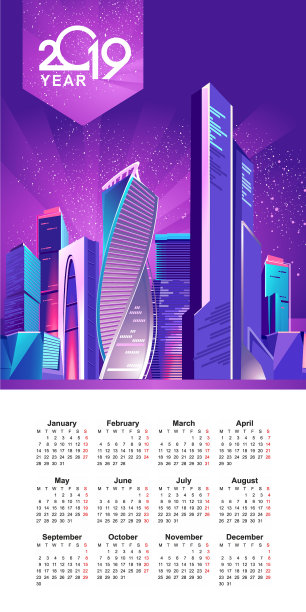 2019年日历夜城图片下载