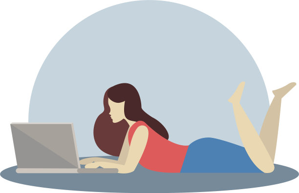 放松的女孩躺着工作图片下载