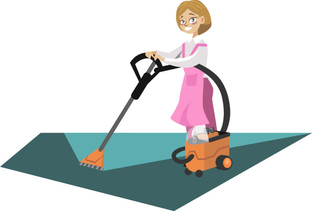 一个贴着吸尘器海报的女人在洗地板图片下载