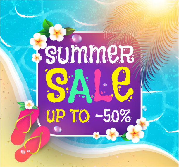 夏季销售背景sunnu海滩温暖的海图片下载