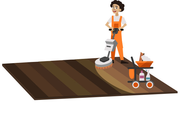 工人用吸尘器清洗地板表面图片下载