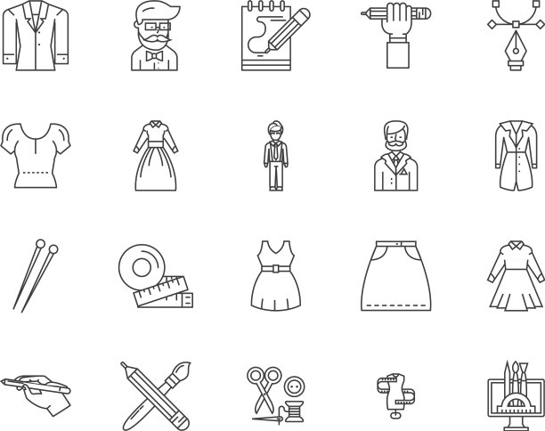 服装设计师系列图标标志集图片下载