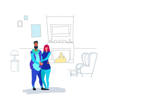 一对相爱的男人女人拥抱站立图片下载